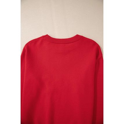 Fiery Red Pearl Beaded Merry Casual Sweater