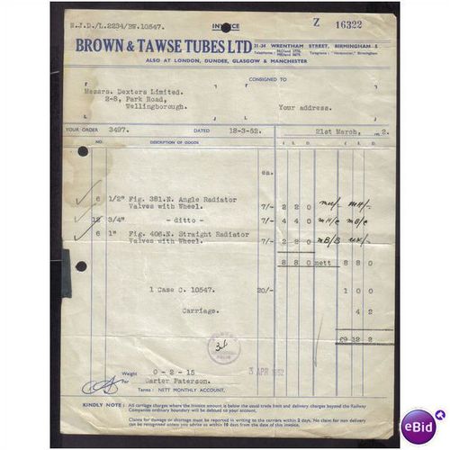 BROWN & TAWSE TUBES LTD, WRENTHAM ST,BIRMINGHAM5, 21MAR1952