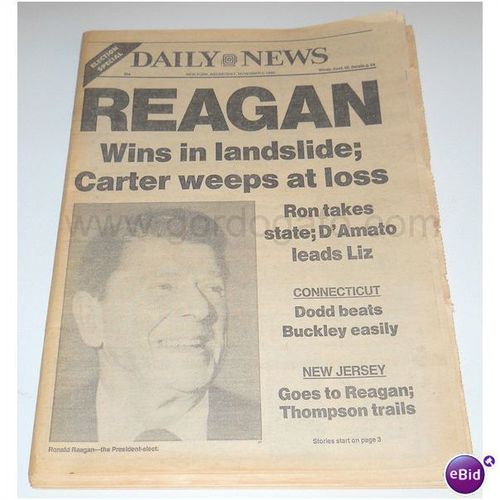 New York Daily News 5 November 1980 Reagan Wins In Landslide Election of 1980