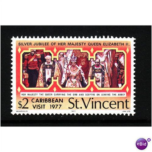 ST VINCENT 1977 $2 SILVER JUBILEE CARIBBEAN VIST U/M MINT