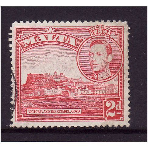 MALTA 1943 SG 221b 2d SCARLET FINE USED