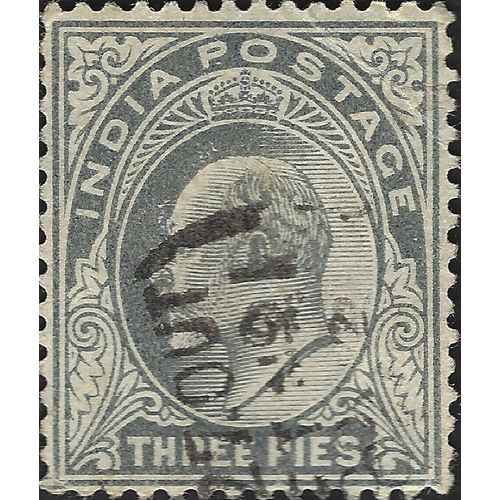 INDIA, King Edward VII, definitive, grey 1902, 3pies, #4