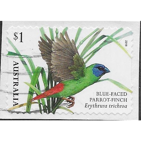 AUS 2018 $1.00 (S/A) 'BIRDS -FINCHES -BLUE FACE' ON PAPER FINE USED (EBID25-894)