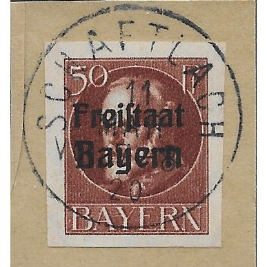 GER (BAVARIA) 1919 50pf 'KING LUDWIG (FREISTAAT) (IMPERFED FINE USED(EBID64-464)