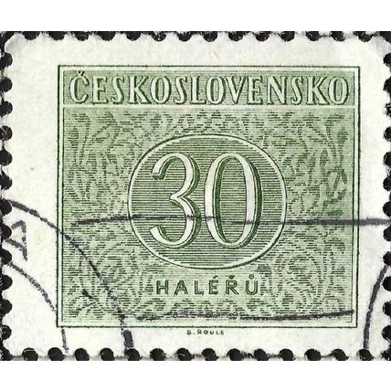 CZECHOSLOVAKIA, Numeral postage due, green-grey 1954, 30h, #2