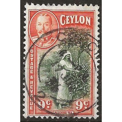 Ceylon 1936 SG371 9c Green & Orange Fine Used