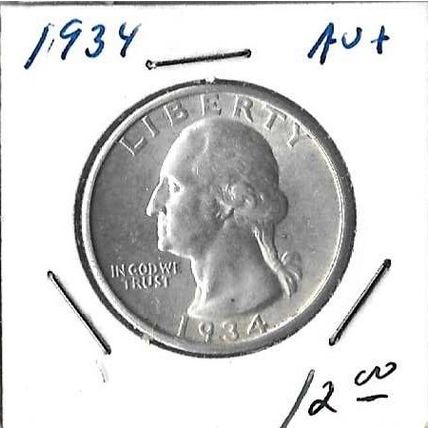 1934 US Silver Washington Quarter AU/UNC