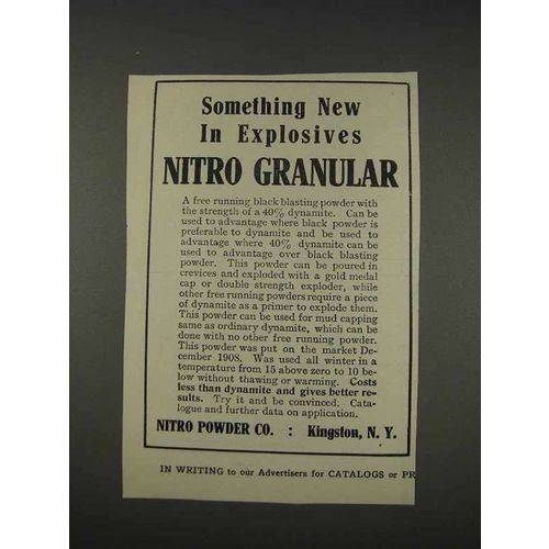 1910 Nitro Granular Explosives Ad - Something New
