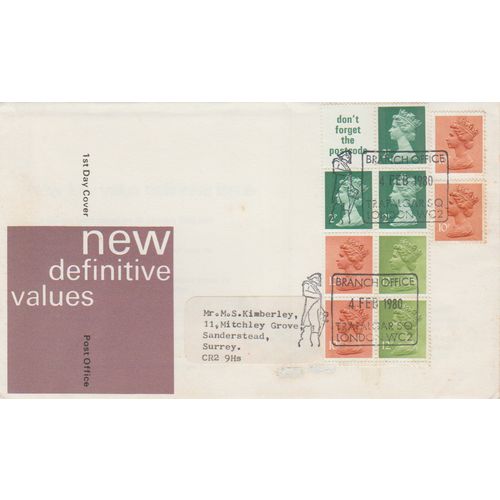 GB 1980 New Definitive issues February GPO FDC Trafalgar Square London pm