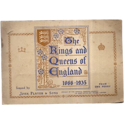 THE KINGS & QUEENS OF ENGLAND album of cigarette cards. by John Player & sons #