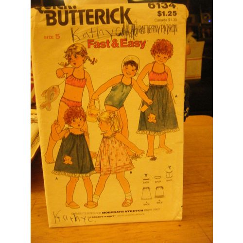 Butterick 6134 Girl's Cover-Up, Swimsuit & Bikini Pattern - Size 5 Chest 24