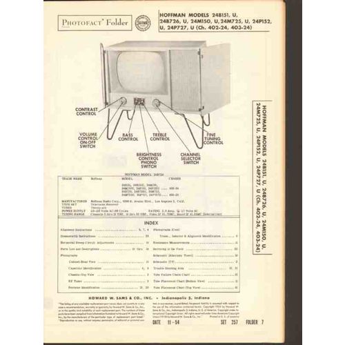 HOFFMAN chassis 402-24 403-24 TV television Sams Photofact manual