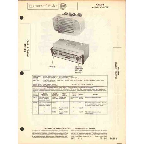 AIRLINE model 61-6787 AM car radio receiver Sams Photofact manual