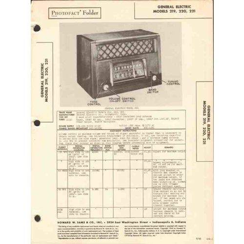 GENERAL ELECTRIC model 219 220 221 AM SW radio Sams Photofact manual