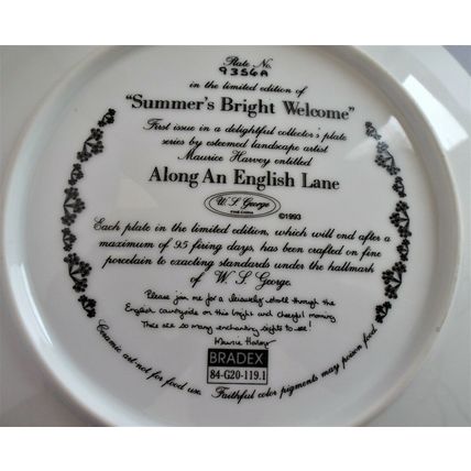 W S George Along An English Lane Summers Bright Welcome Fine China 1993 Plate