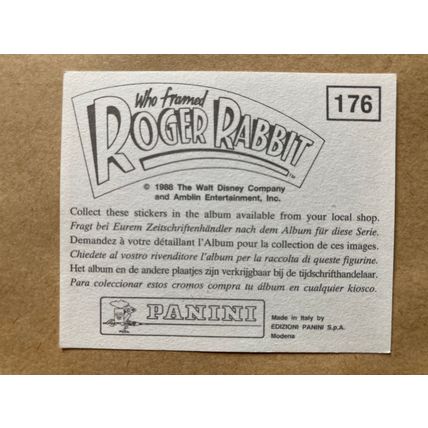 Who Framed Roger Rabbit Sticker # 176 (A) unused 1988 Panini Disney