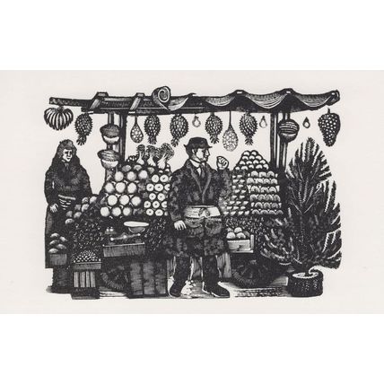 Inverness Street Market London Fruit Stall in 1962 Painting Postcard