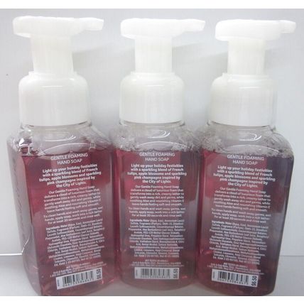 3 bottles Bath & Body Works Gentle Foaming Hand Soap Paris Pink Champagne Tulips