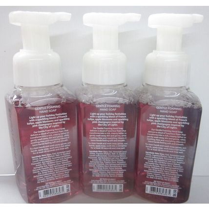 3 bottles Bath & Body Works Gentle Foaming Hand Soap Paris Pink Champagne Tulips