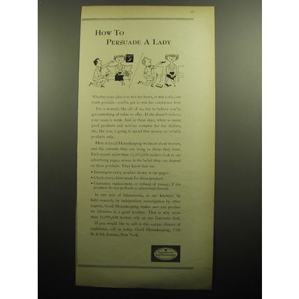 1958 Good Housekeeping Ad - How to persuade a Lady