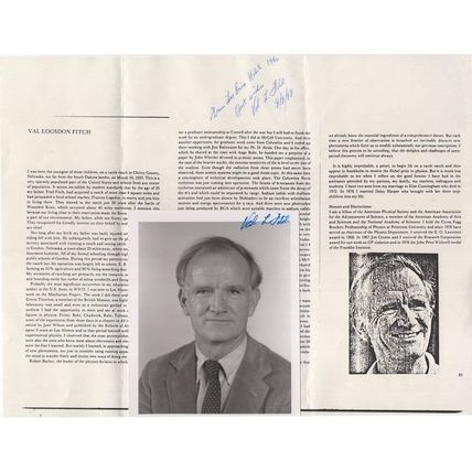 Val Logsdon Fitch American Nuclear Physicist Hand Signed Photo & MORE