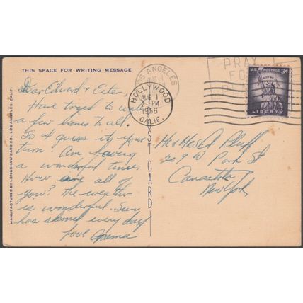 Greetings From Hollywood, California, 1956 - Longshaw Card Co Postcard