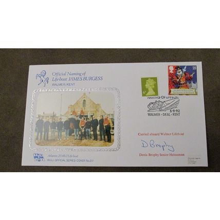 Helm Signed 1992 GB Cover - RNLI Lifeboat James Burgess - Walmer, Kent