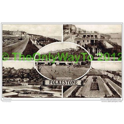 5 VIEWS, FOLKESTONE, KENT, ENGLAND, 1950s?, Postcard