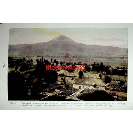 Los Remedios Aqueduct, Mexico, (Popocatepetl On Reverse), Book Illustration
