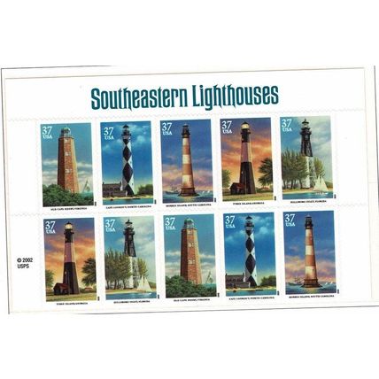 UNITED STATES OF AMERICA USA 2003 LIGHTHOUSES SELF ADHESIVES 2 SETS ON SHEET