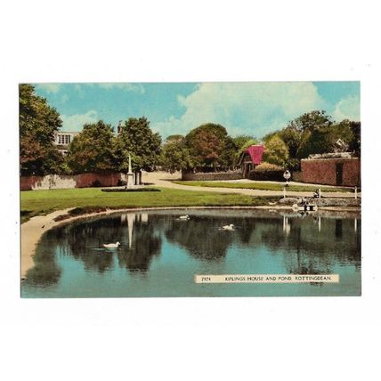 Kippling's House And Pond, Rottingdean, Sussex, Postcard.