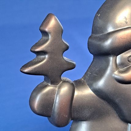 Brown Metal SANTA Christmas STOCKING HANGER Mantel Sitter Holder