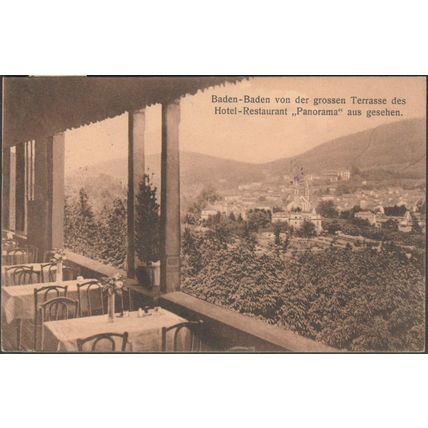 Baden-Baden von der Hotel-Restaurant Panorama aus Gesehen, 1912 - Schmidt AK