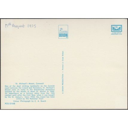St Michael's Mount, Cornwall, 1975 - J Arthur Dixon Postcard