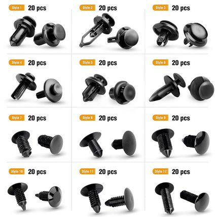 GOOACC - GRC-33 240PCS Bumper Retainer Clips Car Plastic Rivets Fasteners Push R