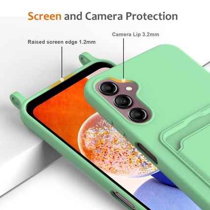 Card Slot Liquid Silicone Crossbody Green Phone Case Cover for Samsung S24 FE