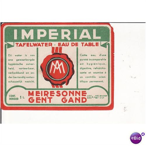 very old label - Meirsonne Imperial Tafelwater