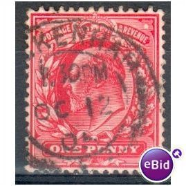 GB stamps 1902-10 KEV11 - 1d SG219 Beckenham 26