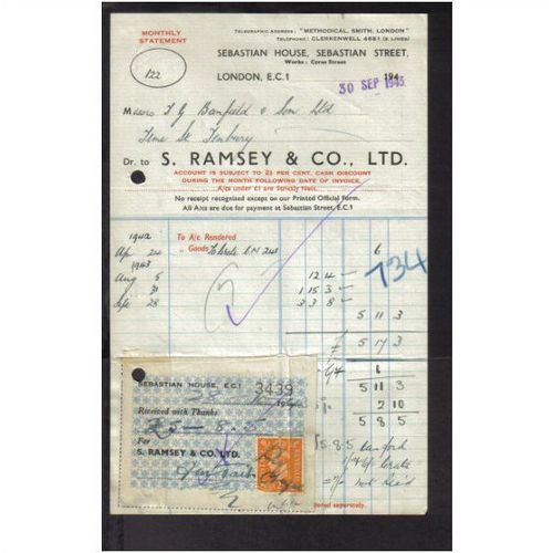 S. RAMSEY & CO LTD, SEBASTIAN ST , LONDON, EC1, 30SEP1943