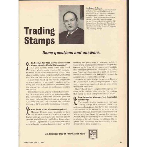 sperry and hutchinson company 1965 trading stamps dr beem vintage ad