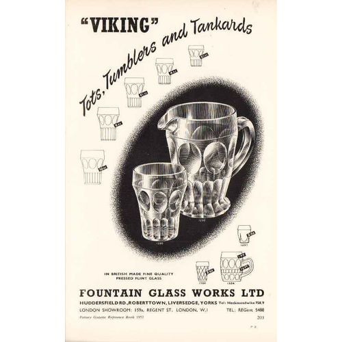 fountain glass works ltd 1953 viking tots tumblers tankards vintage ad