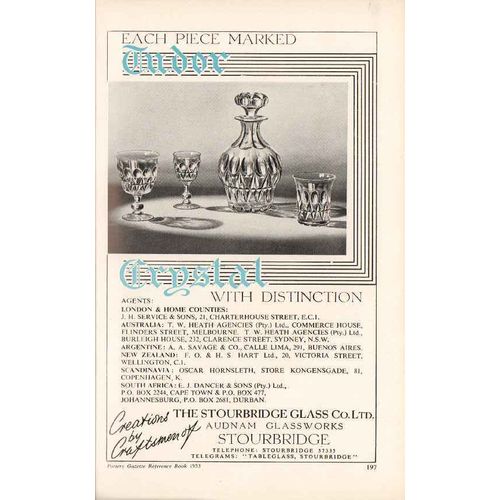 stourbridge glass company ltd 1953 tudor crystal glassworks vintage ad