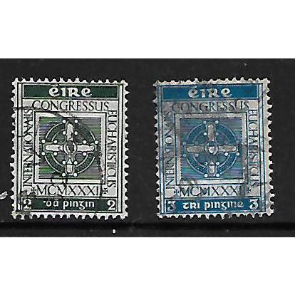 IRELAND 1932 INTERNATIONAL EUCHARISTIC CONGRESS SG94/95 SET 2 VALS FINE USED
