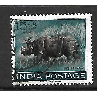 INDIA 1962 WILDLIFE WEEK 15np INDIAN RHINOCEROS SG 460 FINE USED
