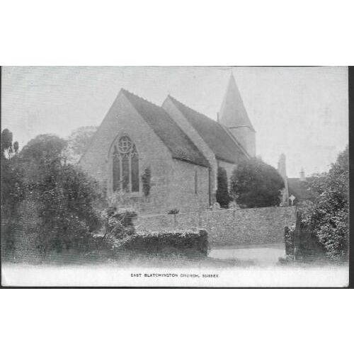 East Blatchington, E Sussex - Church (St Peters) - postcard c.1910s