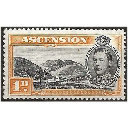 Ascension Island 1942 SG39b 1d Black & Yellow-Orange Perf 13 Mounted Mint .. ..