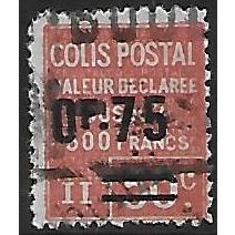 France Pa Mi 70: 75 c. on 40 c. red-orange Surcharged Parcel Stamp