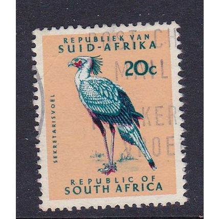 SOUTH AFRICA 1964-72 20c SECRETARY BIRD USED SG249
