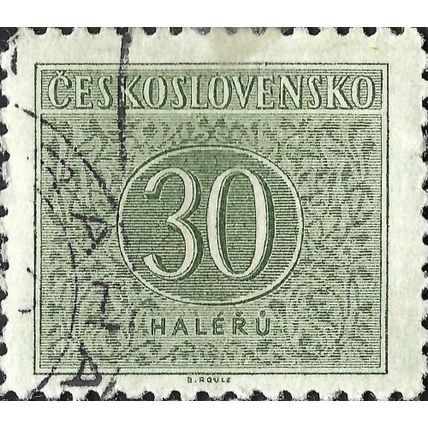 CZECHOSLOVAKIA, Numeral postage due, green-grey 1954, 30h