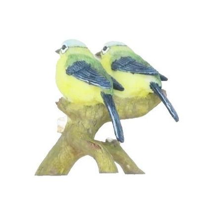 Figurine Bluetit Birds on a Blossom Branch 9 CM Home Decor Ornament Gift Collect